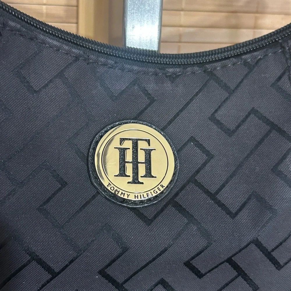 Tommy Hilfiger Black Signature hobo bag purse tote